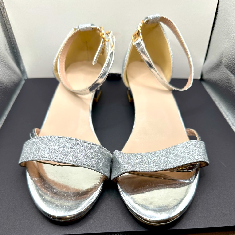 Silver low heel Sandals